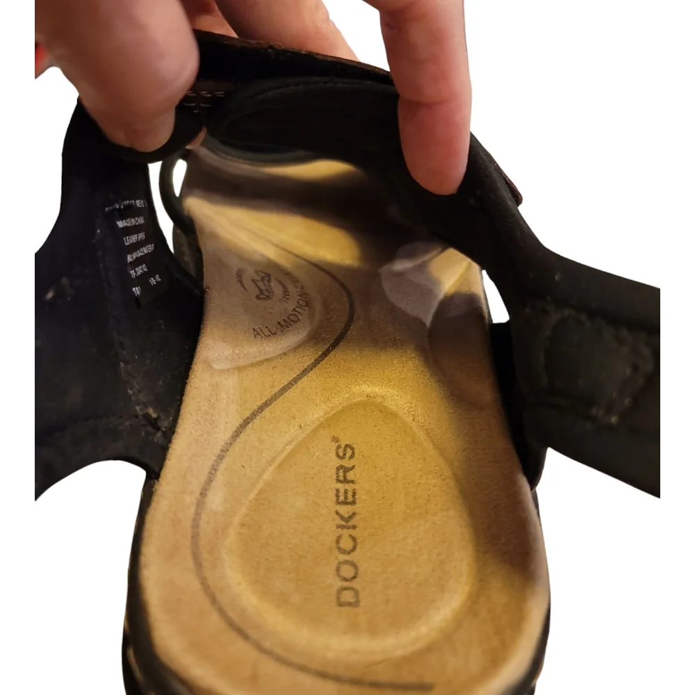 Dockers sandals brown leather H&L adjustable padded straps 11M mens soft insole